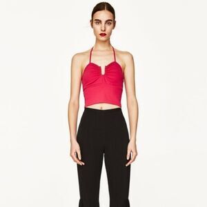 Zara Hot Pink Tank Womens SZ S Crop Top NEW TAGS